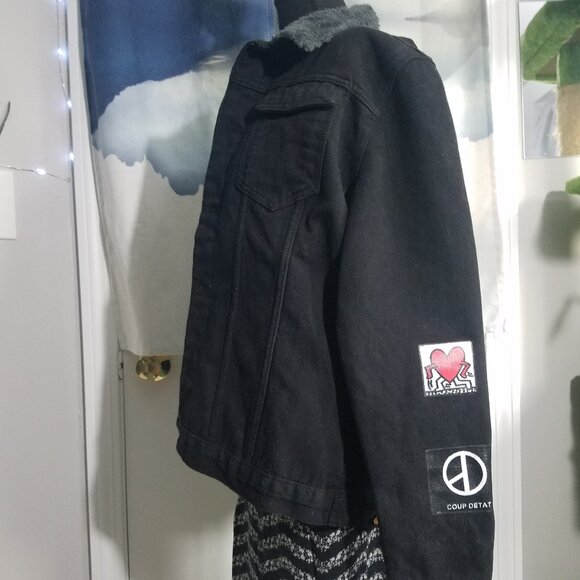 Heavy Fur Lined Black Denim Jacket - Picture 2 of 9